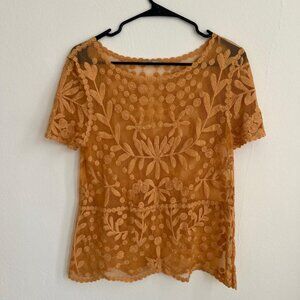 Zara Lacy Yellow Sheet Blouse